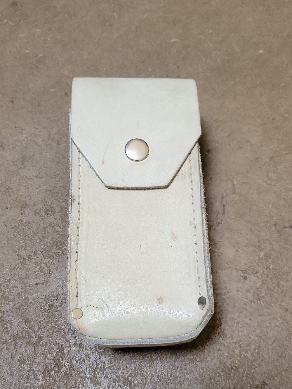 Vintage White Leather Pouch Case Utility Belt Acessorie